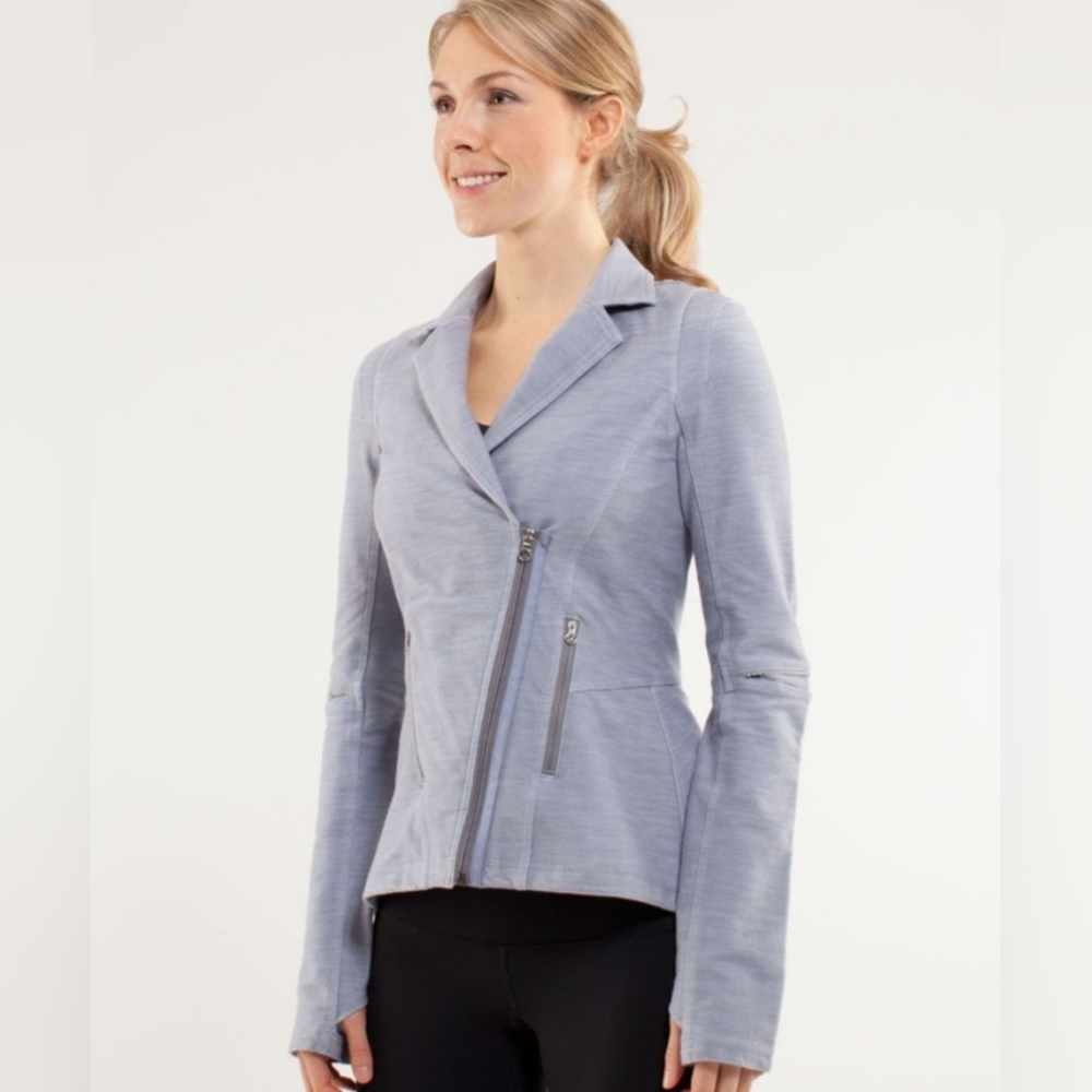 Lululemon Ride On Rock Blazer Moto Jacket Convertible Fossil Gray Size 10